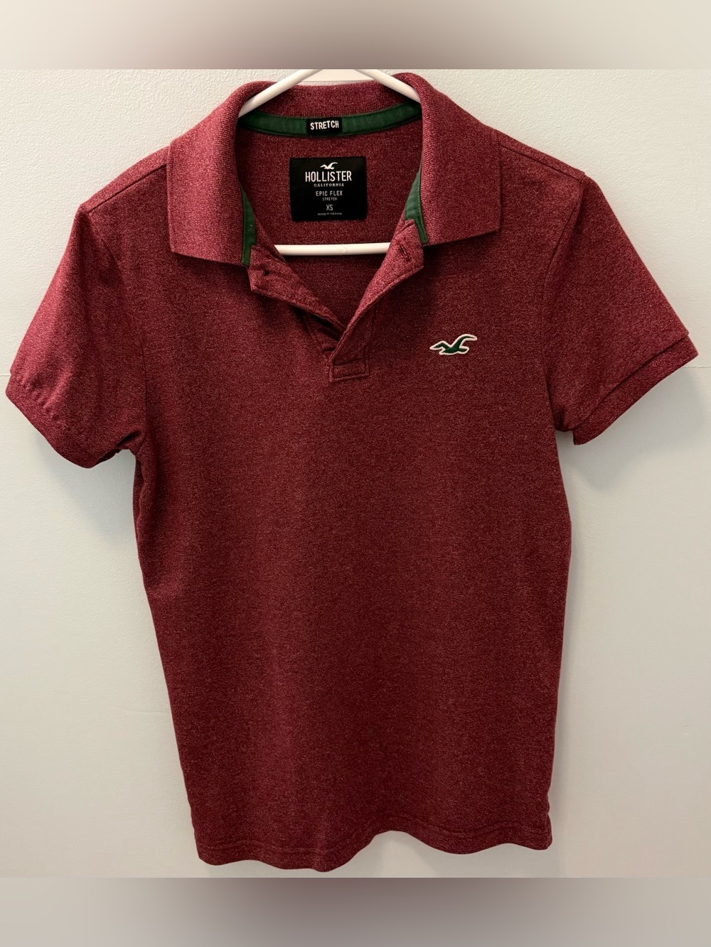 Hollister Men's Polo Shirt - Burgundy Heather